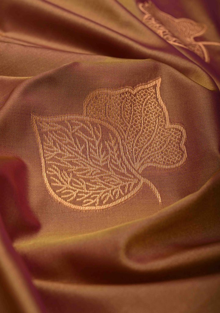 Brown Dual tone Kanchi Semi Silk Saree with Zari Buttas and Zari Border