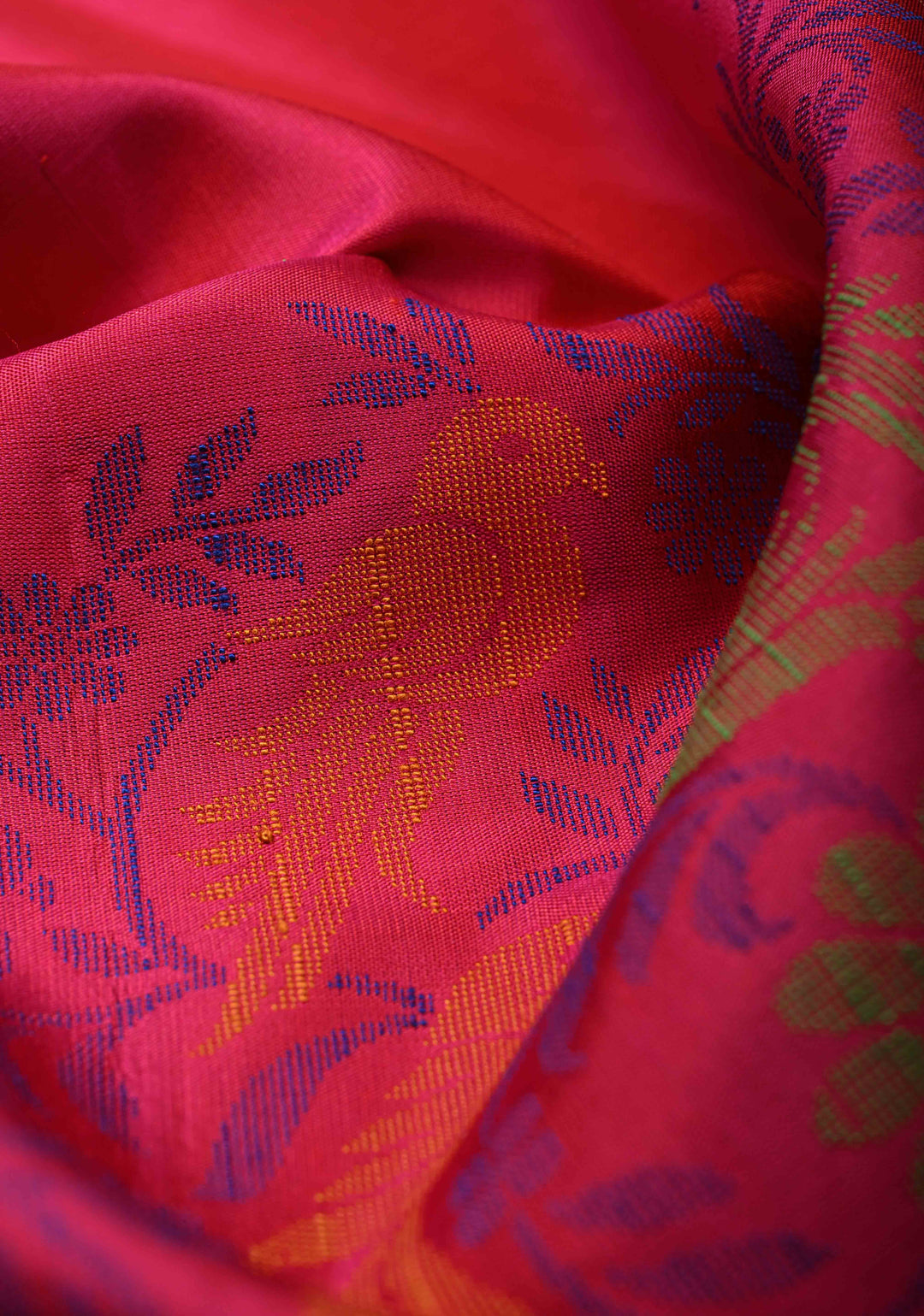 Pinkish Red Soft Silk Saree with Resham Weave and Tissue Zari Borders | SILK MARK CERTIFIED