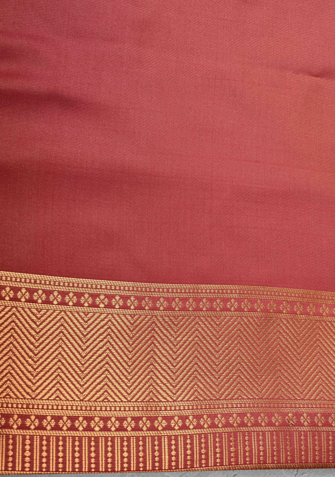 Rosy Brown Kanchi Semi Silk Saree with Zari Buttas and Mandala Motifs on Minimal Zari Border