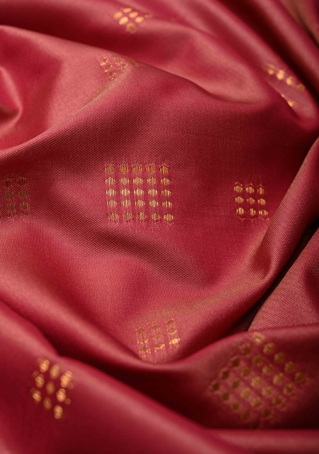 Rose Vale Kanchi Semi Silk Saree with Zari Buttas and Mandala Motifs on Minimal Zari Border