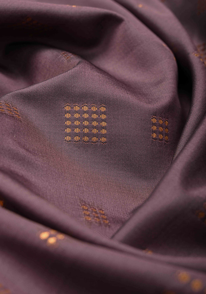 Turkish Rose Kanchi Semi Silk Saree with Zari Buttas and Mandala Motifs on Minimal Zari Border