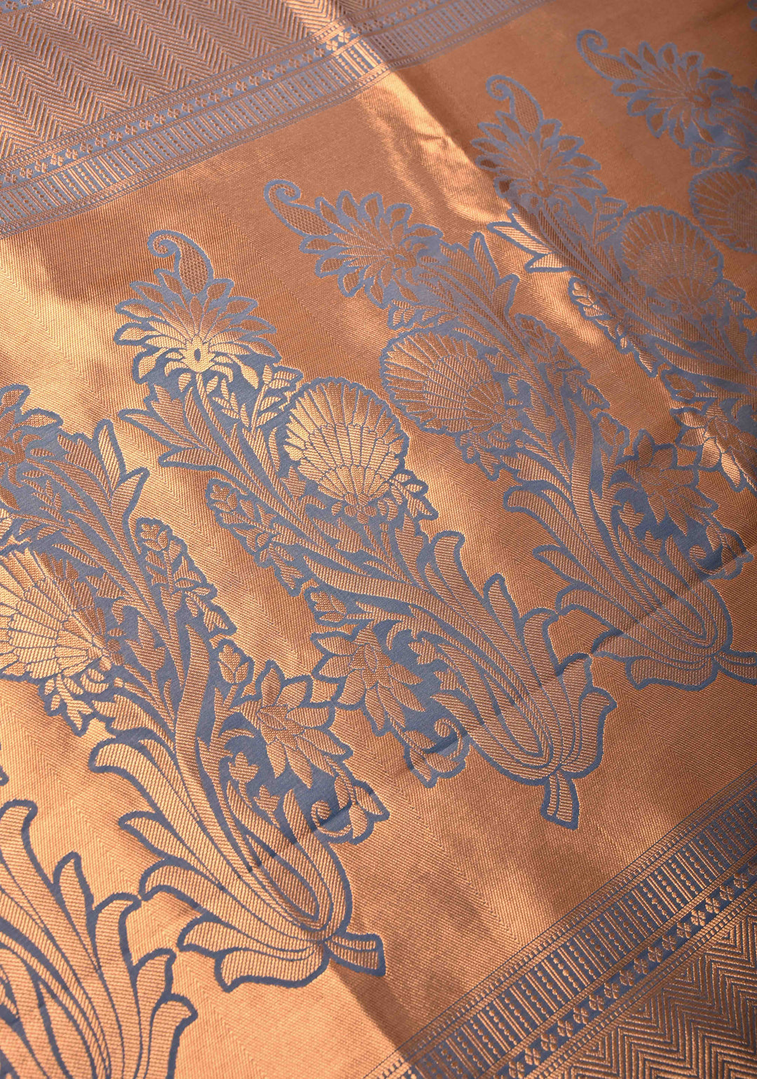 Dark Mauve Kanchi Semi Silk Saree with Zari Buttas and Mandala Motifs on Minimal Zari Border