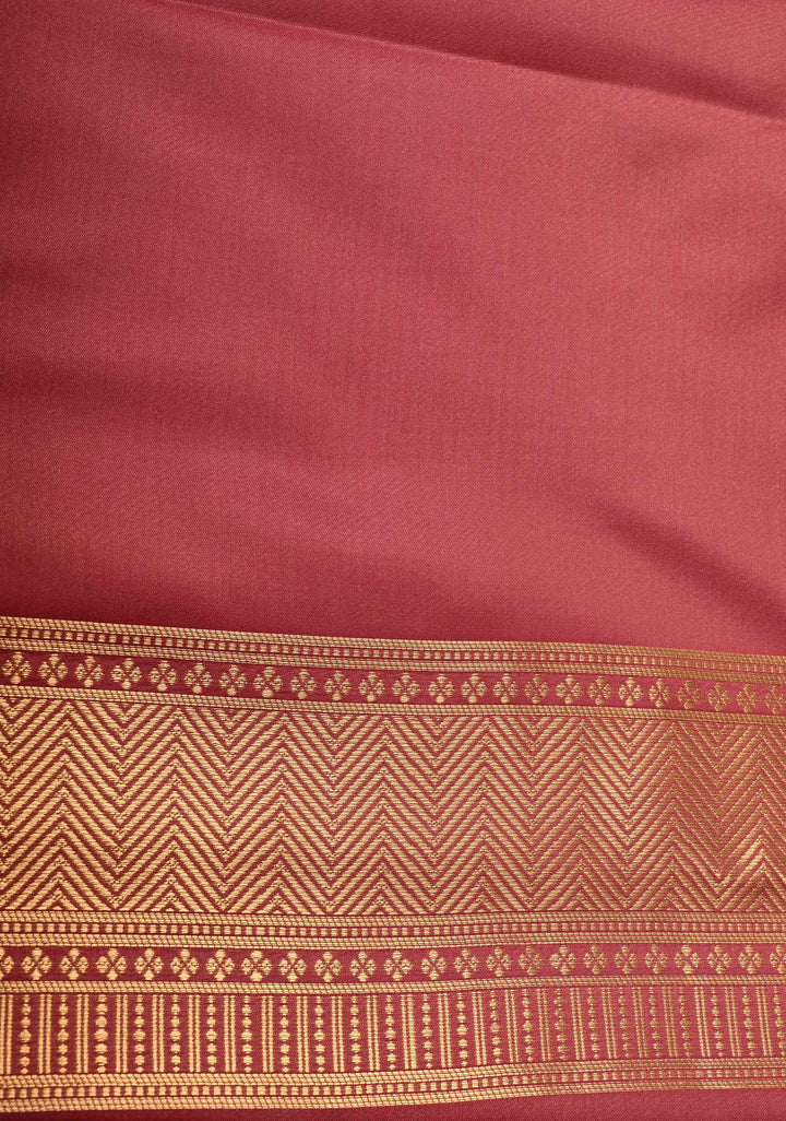 Sandstone Kanchi Semi Silk Saree with Zari Buttas and Mandala Motifs on Minimal Zari Border