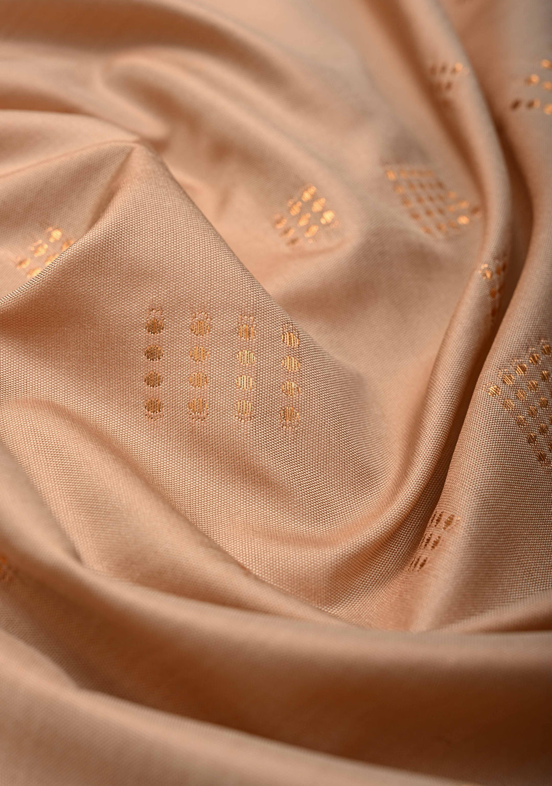 Sandstone Kanchi Semi Silk Saree with Zari Buttas and Mandala Motifs on Minimal Zari Border