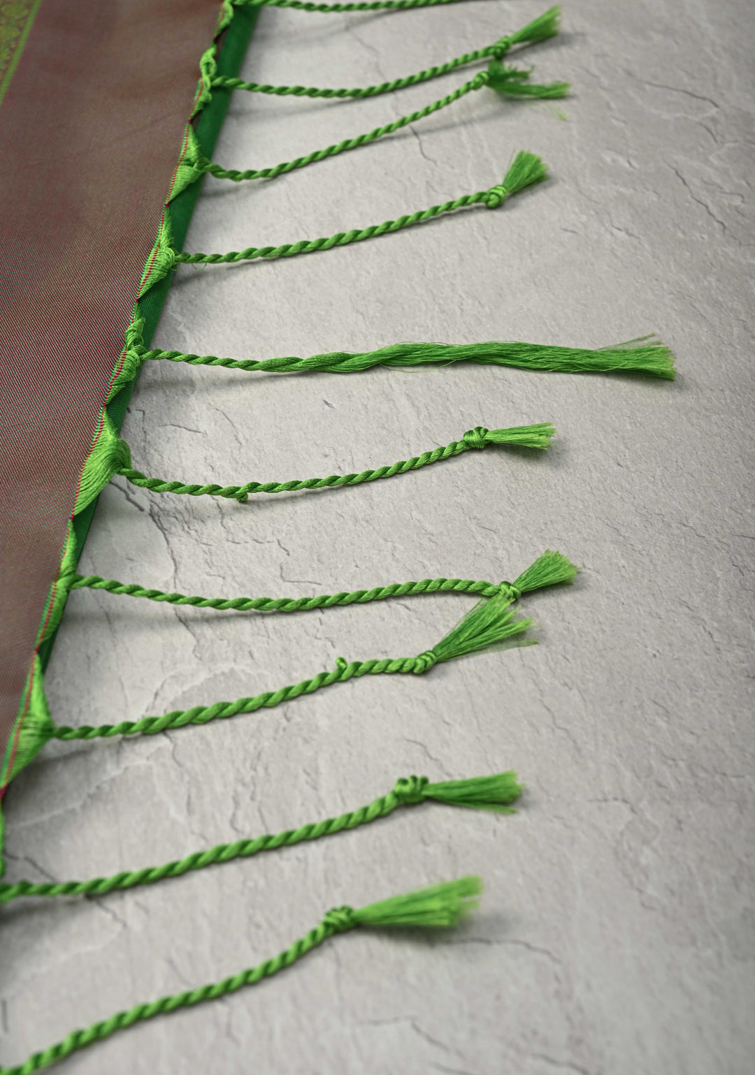Green Kanchi Semi Silk Saree with Peacock Buttas and Contrast Zari Border