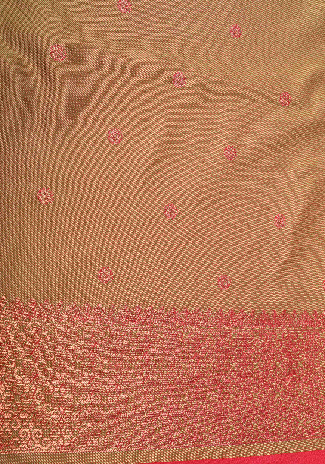 Amaranth Pink Kanchi Semi Silk Saree with Meenakari Floral Buttas and Contrast Zari Border