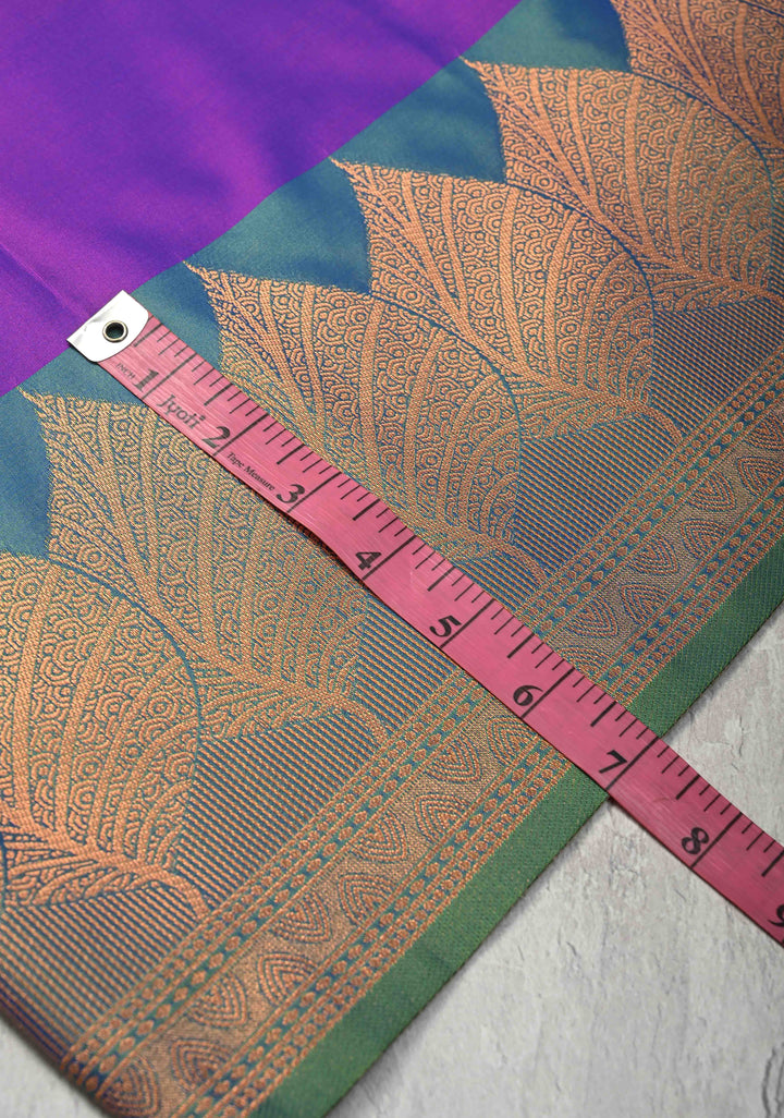 Purple Dual tone Kanchi Semi Silk Saree with Leaf Buttas and Zari Border