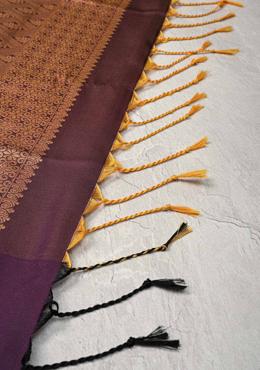 Brown Dual tone Kanchi Semi Silk Saree with Meenakari Floral Buttas and Contrast Zari Border