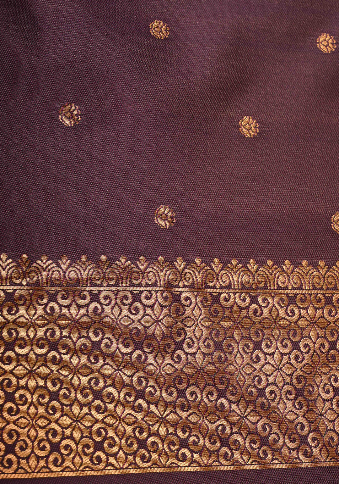 Brown Dual tone Kanchi Semi Silk Saree with Meenakari Floral Buttas and Contrast Zari Border