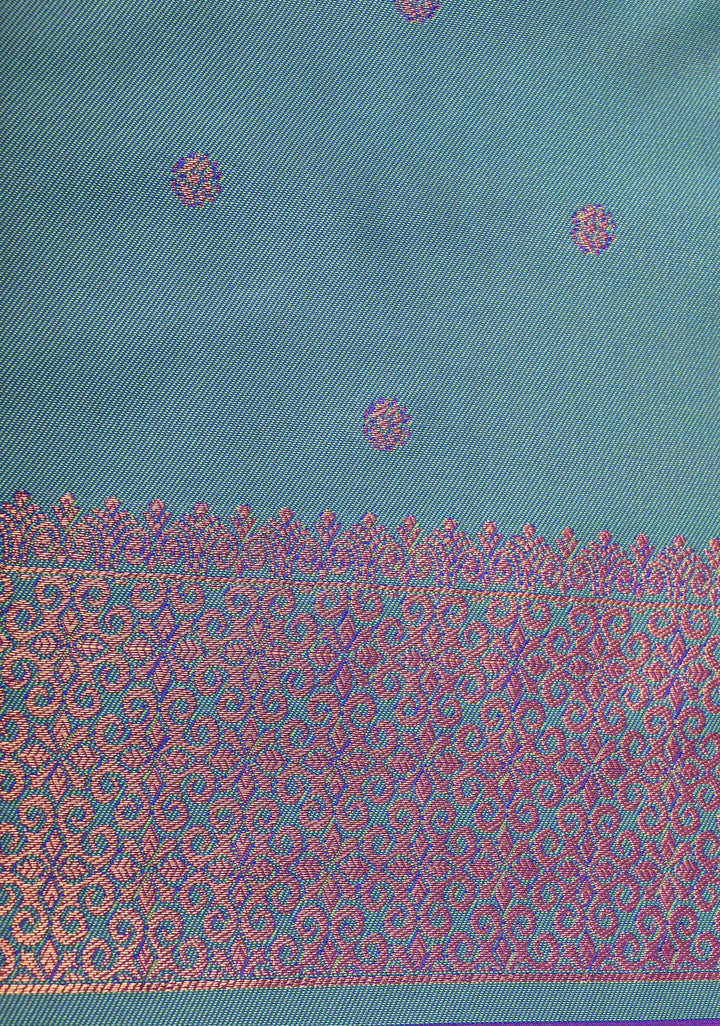 Purple Dual tone Kanchi Semi Silk Saree with Meenakari Floral Buttas and Contrast Zari Border