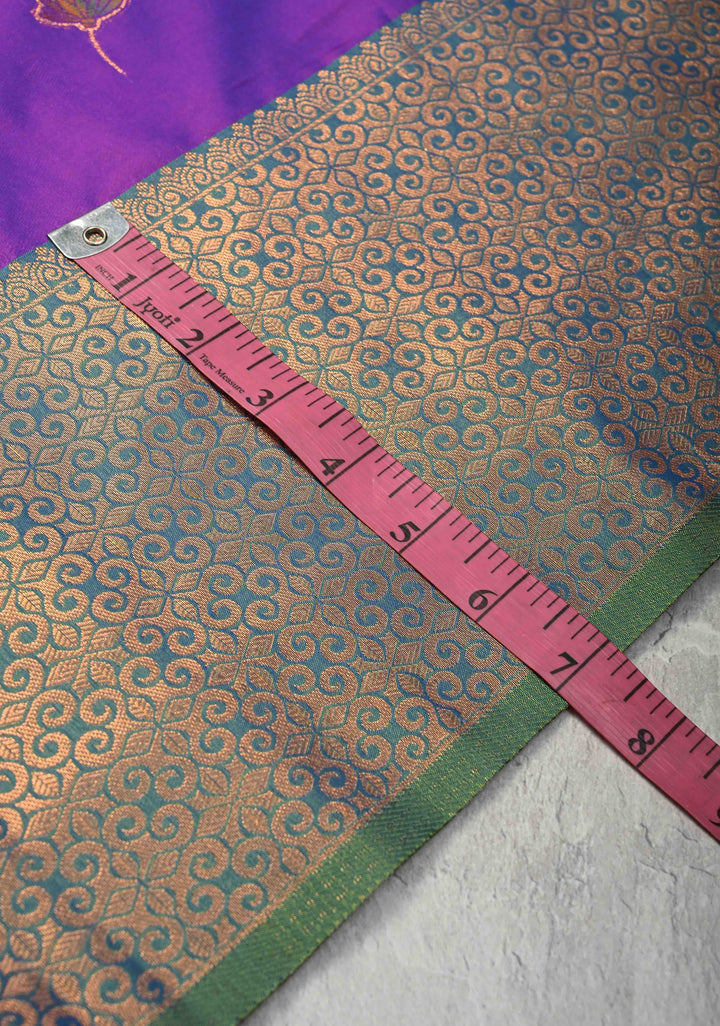 Purple Dual tone Kanchi Semi Silk Saree with Meenakari Floral Buttas and Contrast Zari Border