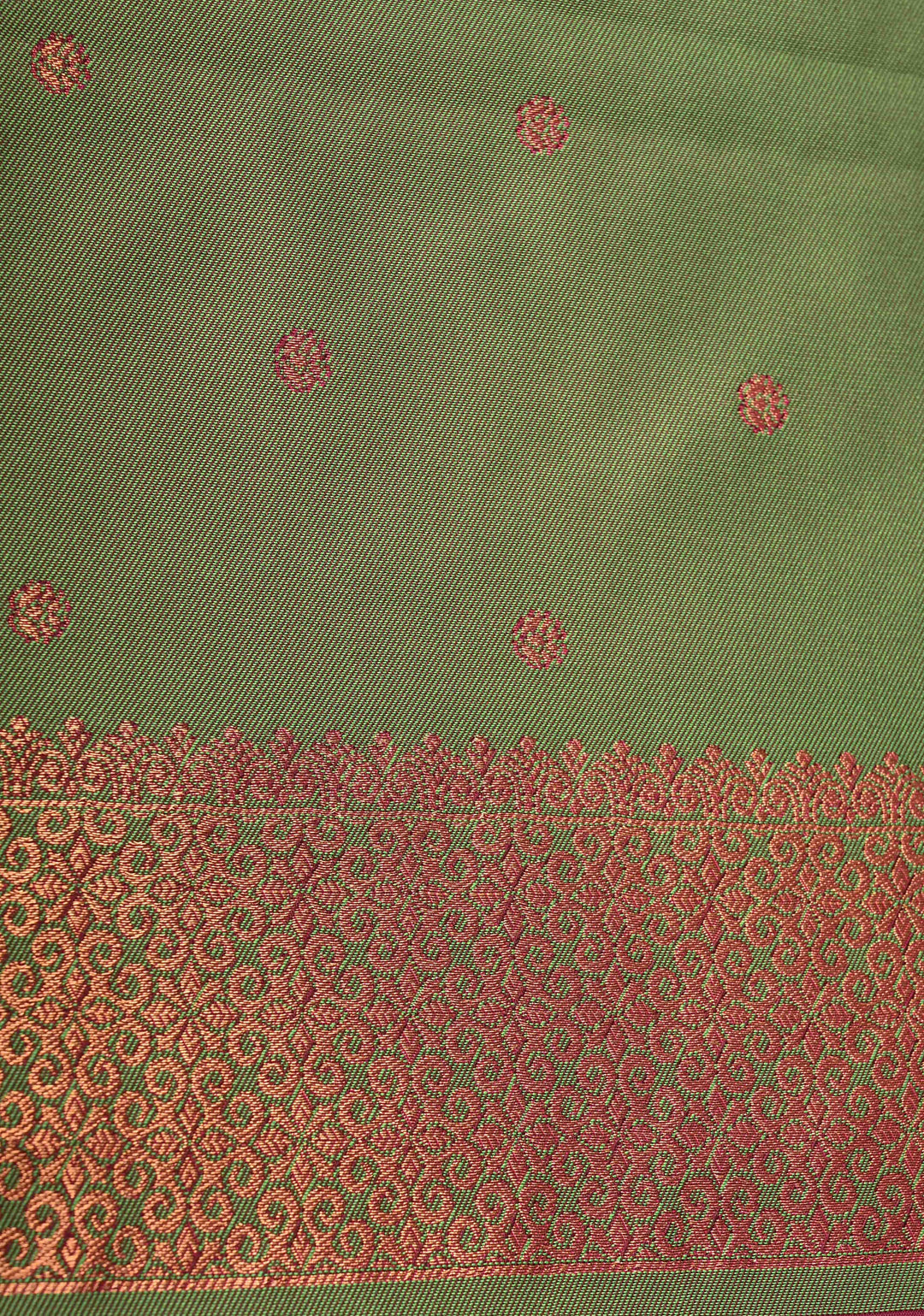 Magenta Kanchi Semi Silk Saree with Meenakar Floral Buttas and Contrast Zari Border