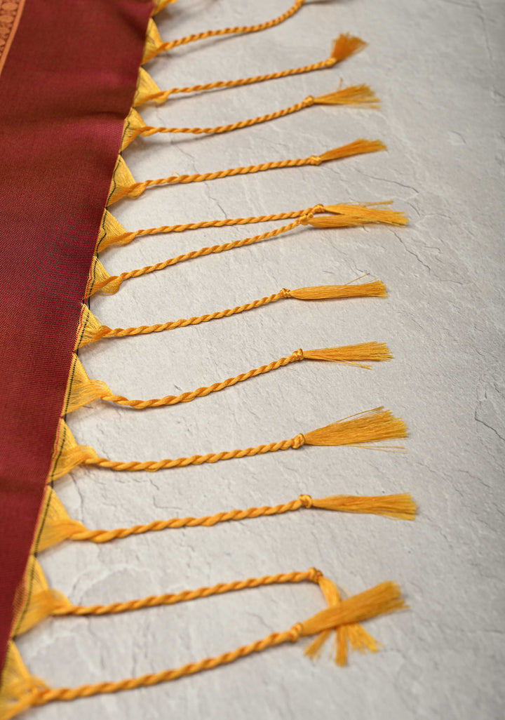 Pink Mustard Dual Tone with Pecock Buttas and Zari Border