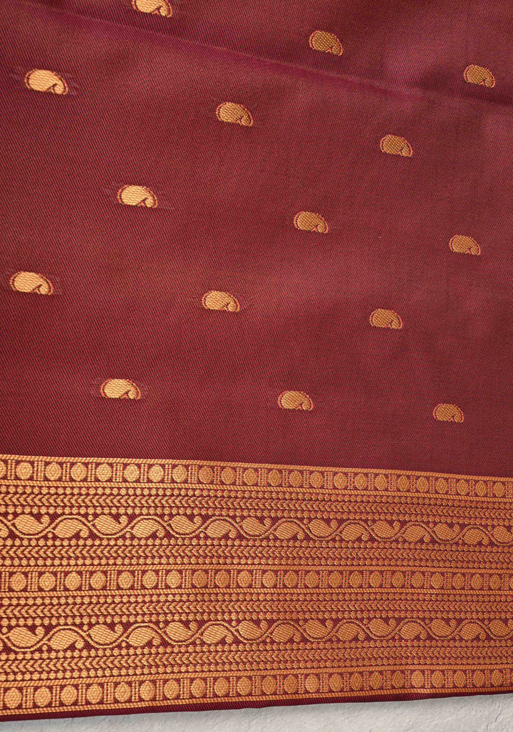 Pink Mustard Dual Tone with Pecock Buttas and Zari Border