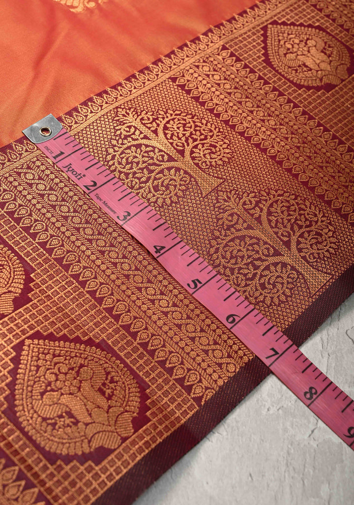Pink Mustard Dual Tone with Pecock Buttas and Zari Border