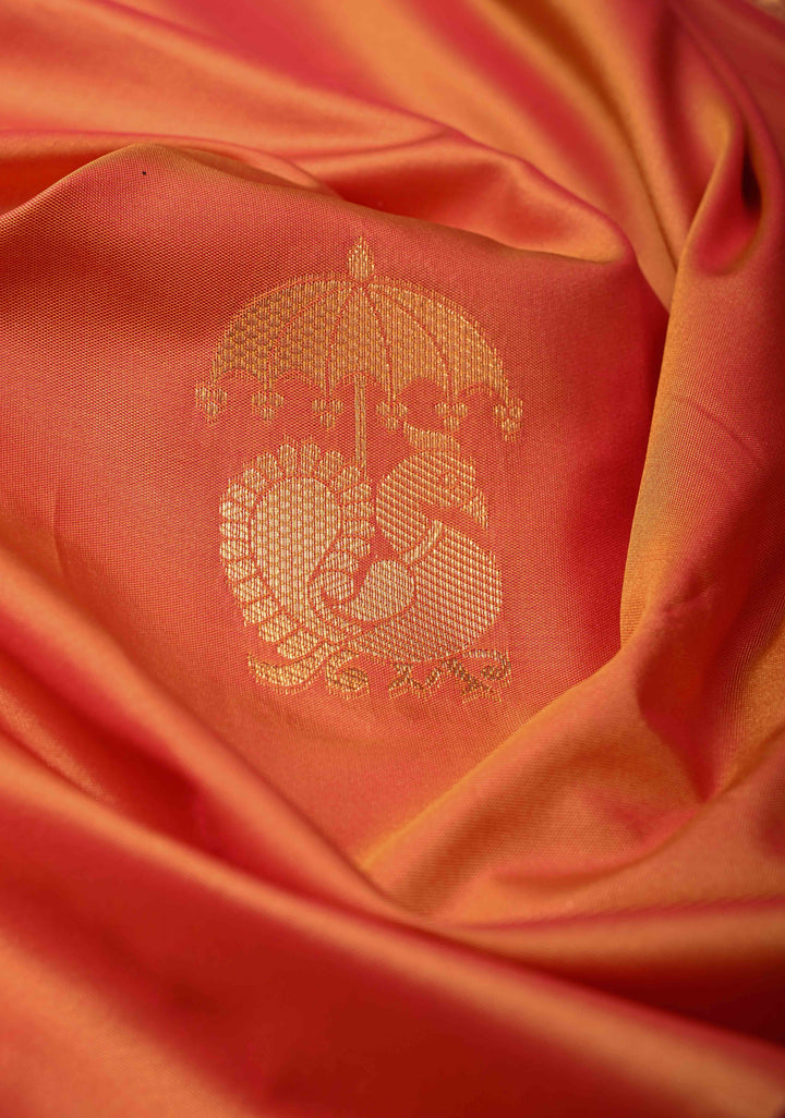 Pink Mustard Dual Tone with Pecock Buttas and Zari Border
