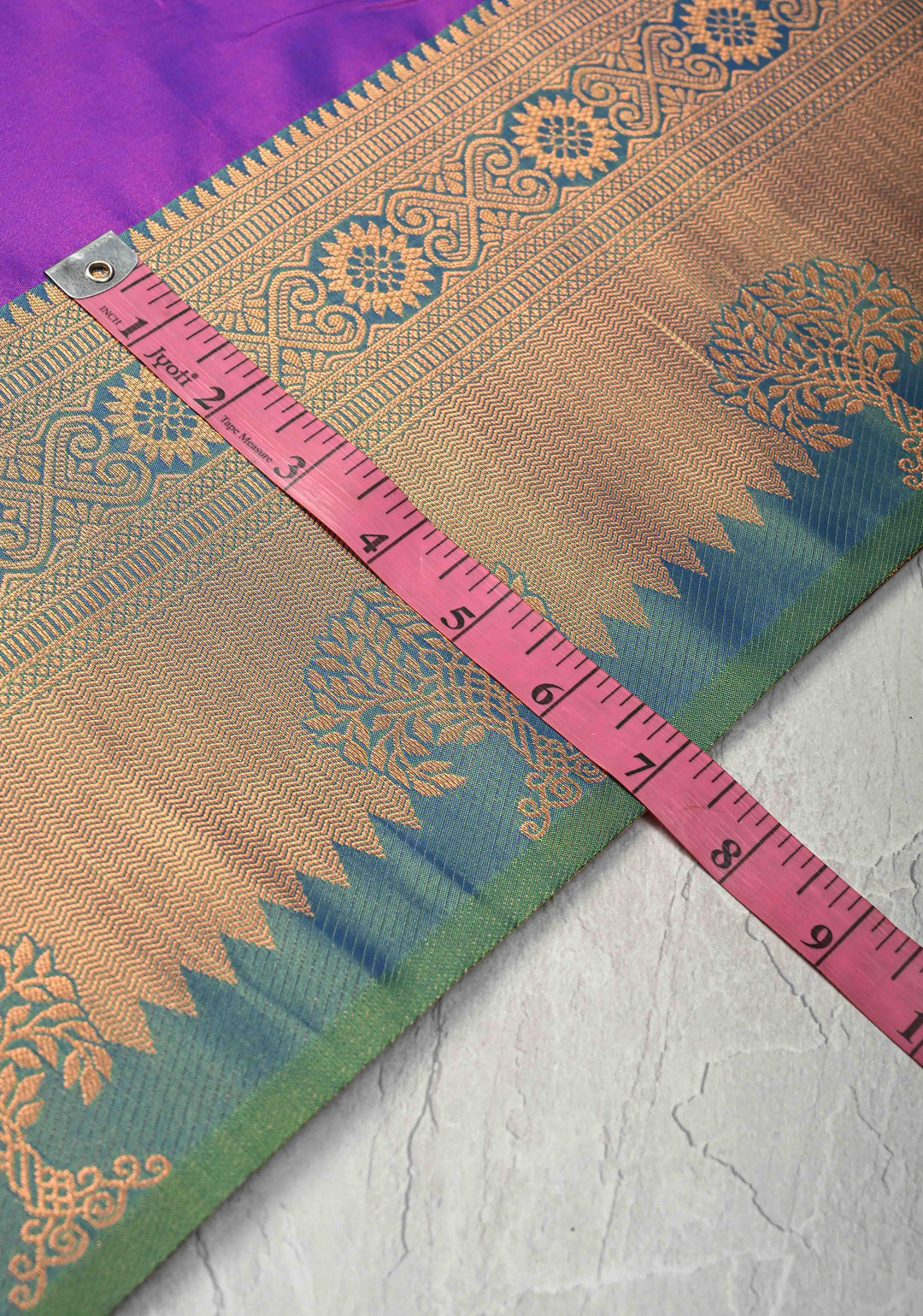 Purple Dual tone Kanchi Semi Silk Saree with Meenakari Buttas and Contrast Zari Border