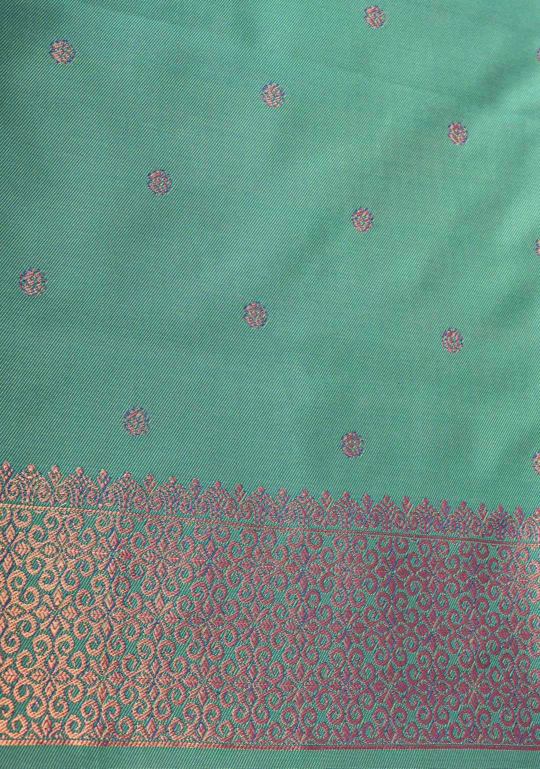 Purple Dual tone Kanchi Semi Silk Saree with Floral Meenakari Buttas and Contrast Zari Border