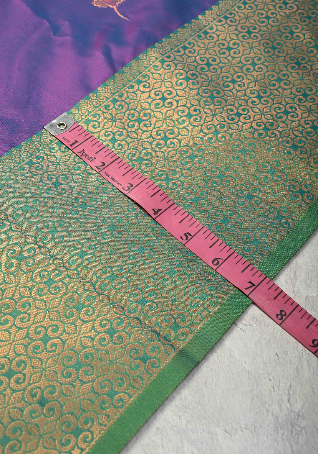 Purple Dual tone Kanchi Semi Silk Saree with Floral Meenakari Buttas and Contrast Zari Border