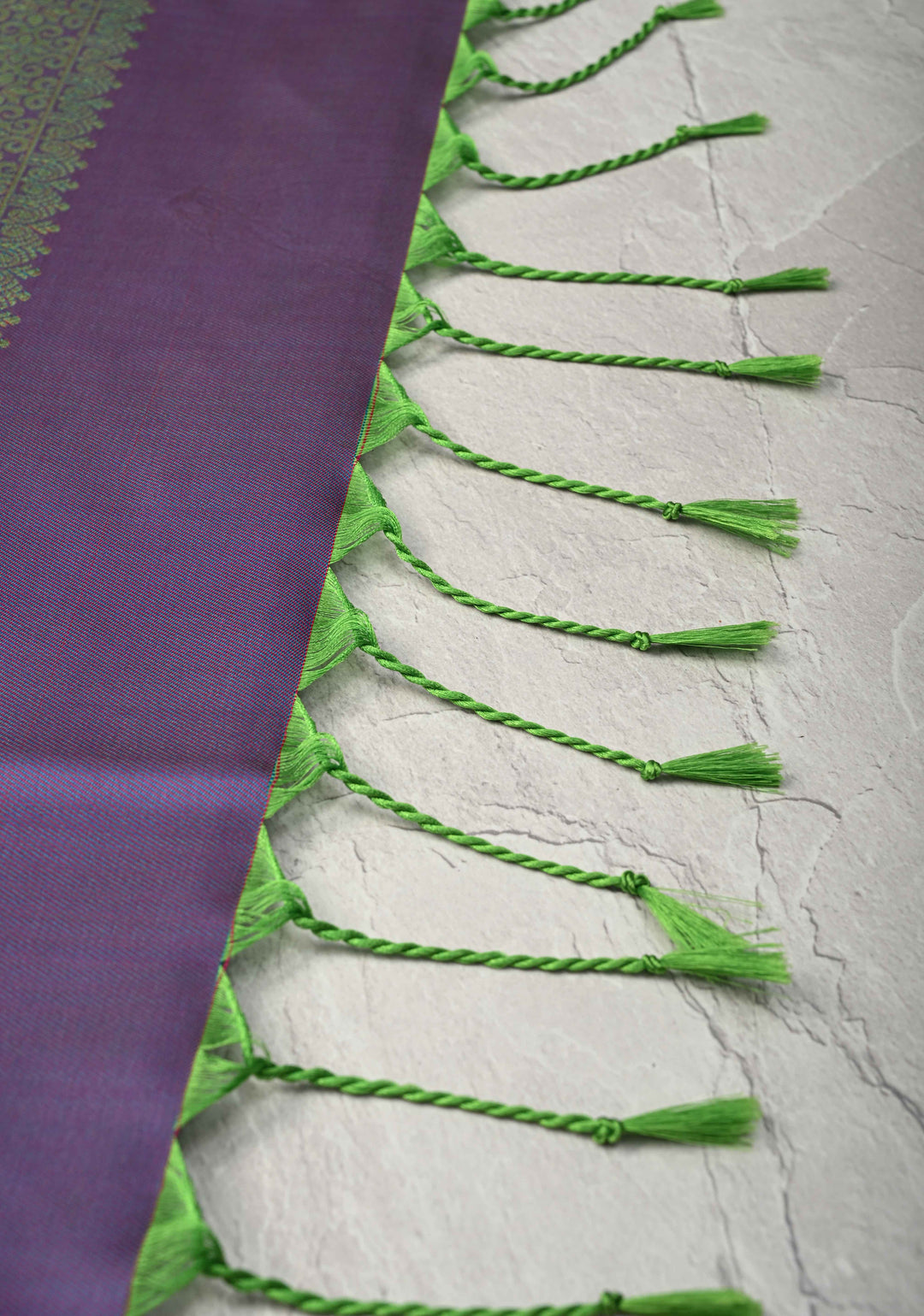 Green Dual tone Kanchi Semi Silk Saree with Meenakari Floral Buttas and Contrast Zari Border