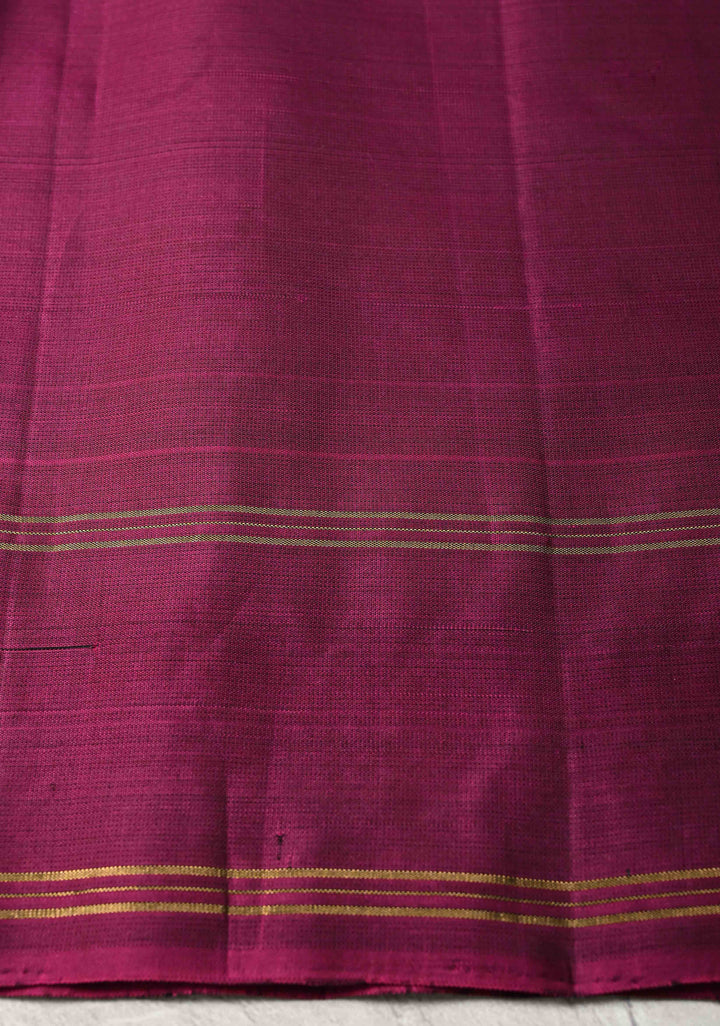 Black Kanjivaram Soft Silk Saree with Cross Stitch Machine Embroidery Border and Zari Buttas | SILK MARK CERTIFIED