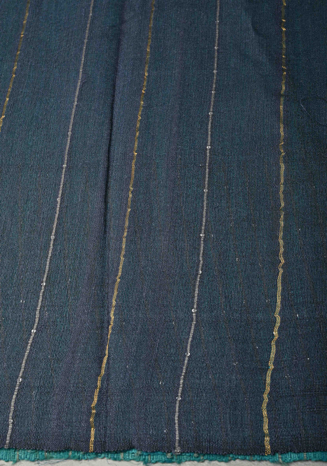 Turquoise Geecha Tussar Saree with woven sequins | SILK MARK CERTIFIED