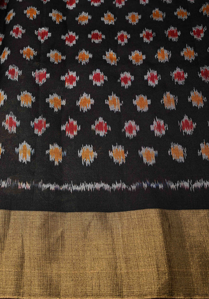 Purple Pure Raw Silk Saree with Floral Embroidery and Ikkat Pallu and Blouse Piece | SILK MARK CERTIFIED