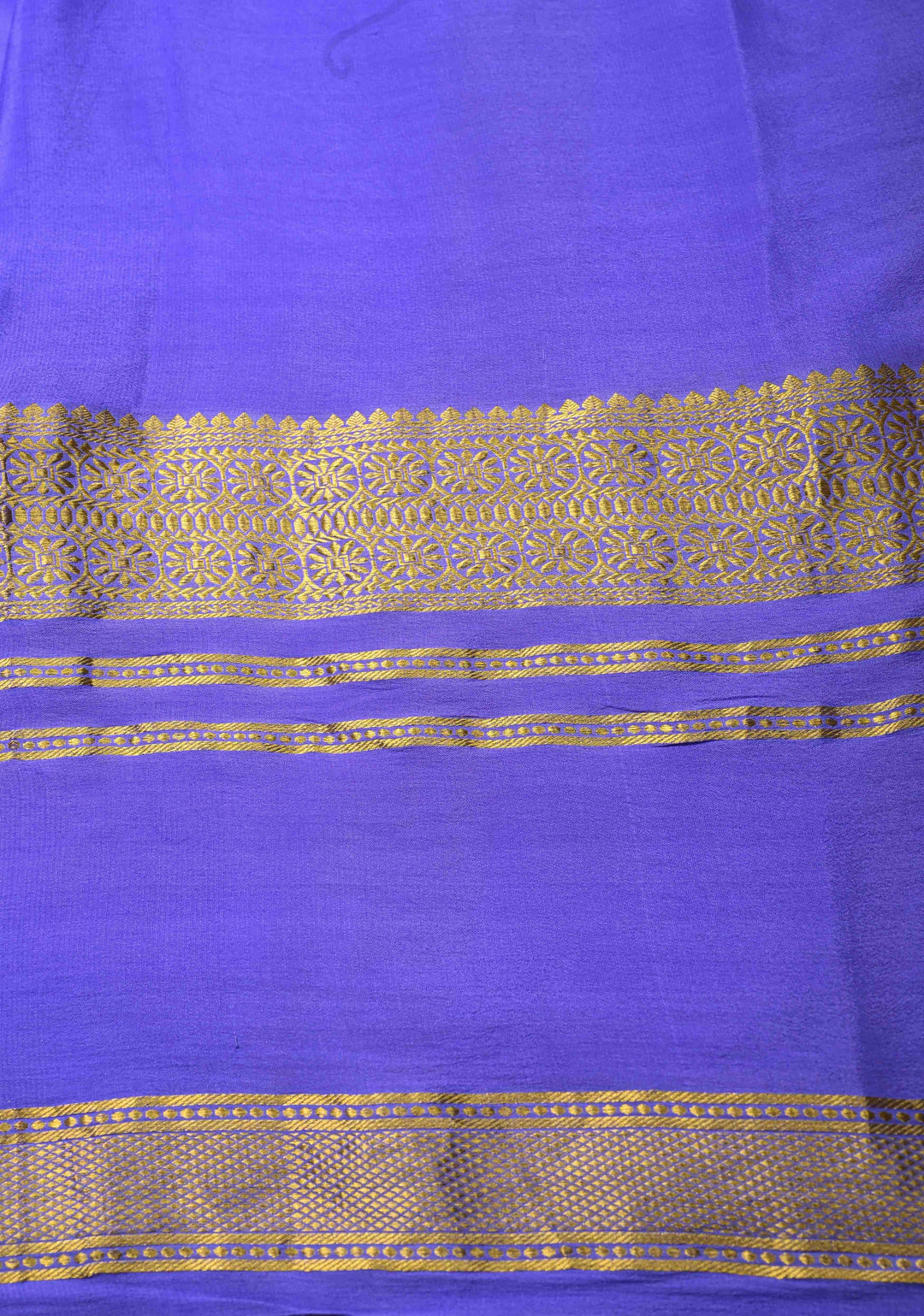 White-Purple Mysore Crepe Silk Saree with Shibori Dye and Zari Borders   | Silk Mark Certified