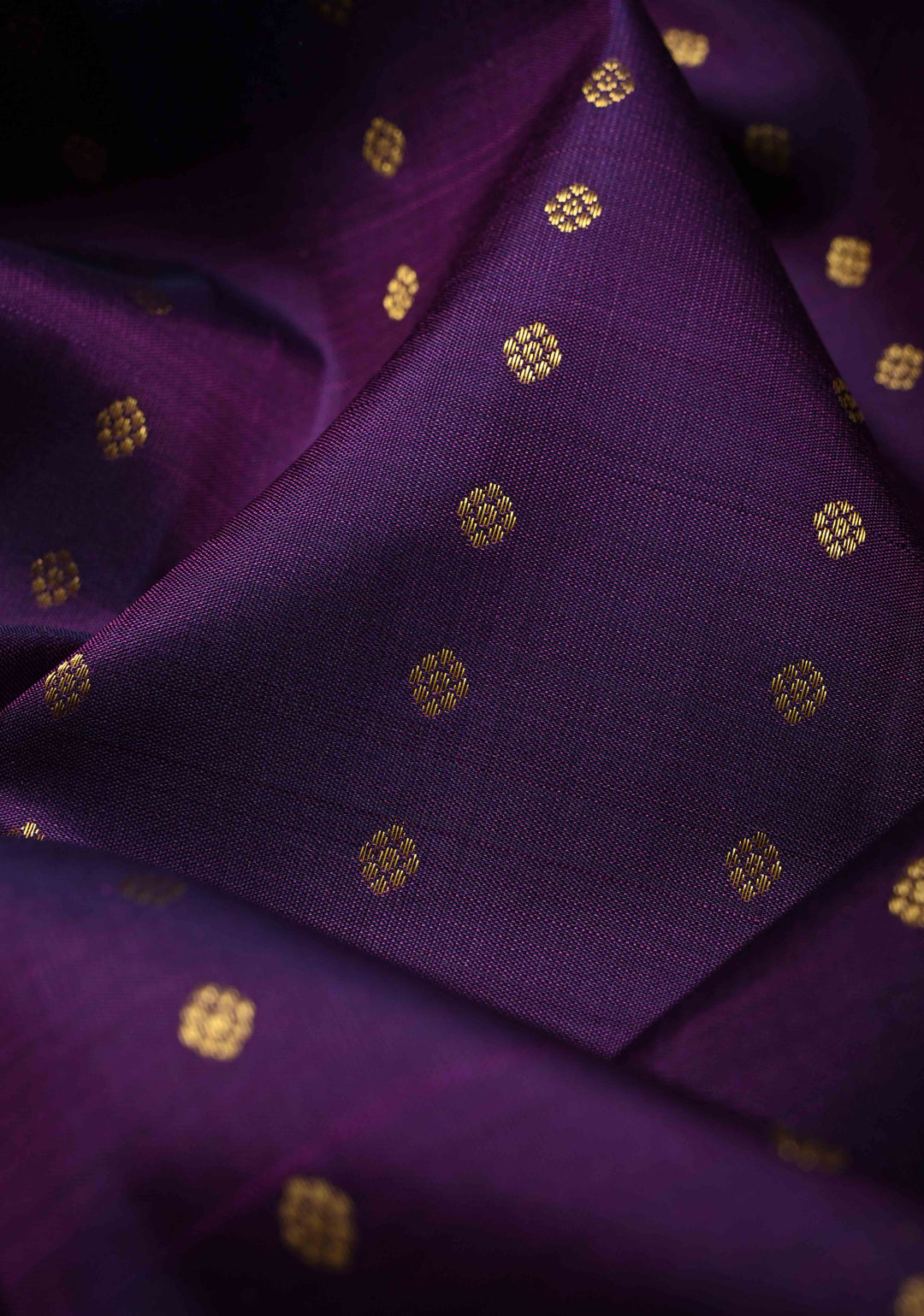Grape Purple Kanjivaram Pure Soft Silk Saree with Zari Buttis and Distinct Twin Peacock Motifs on Contrast Borders  | SILK MARK CERTIFIED