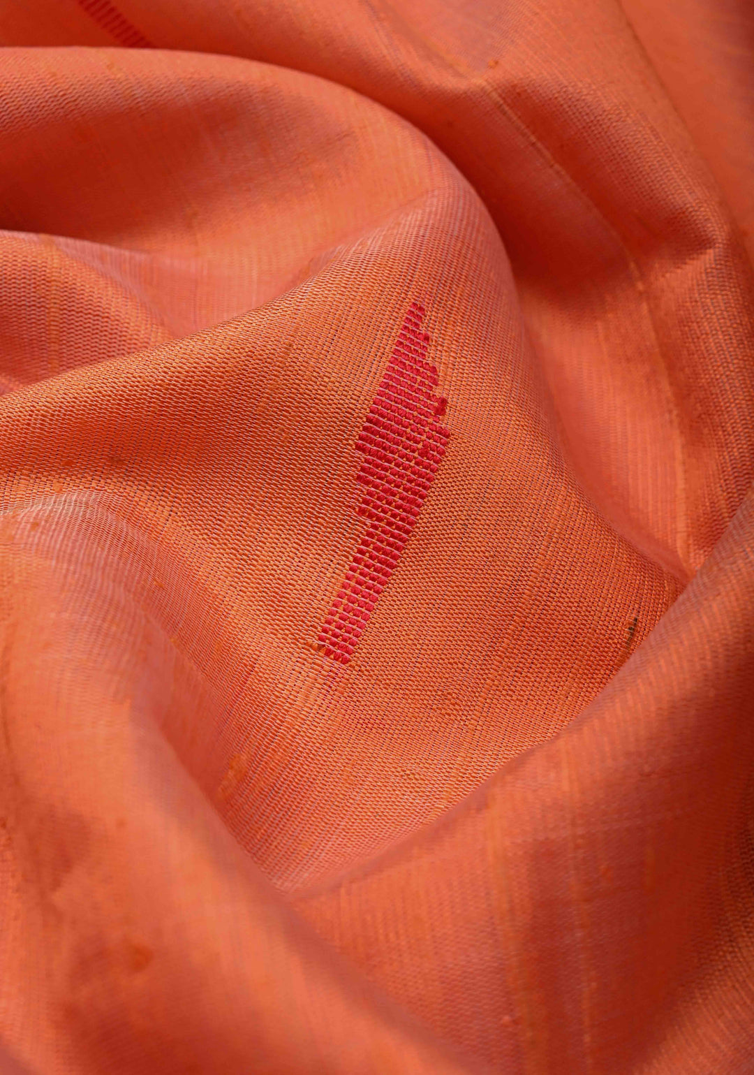 Pinkish Orange Pure Chhattisgari Raw Silk Saree with Resham Butta with Temple Zari Border | SILK MARK CERTIFIED