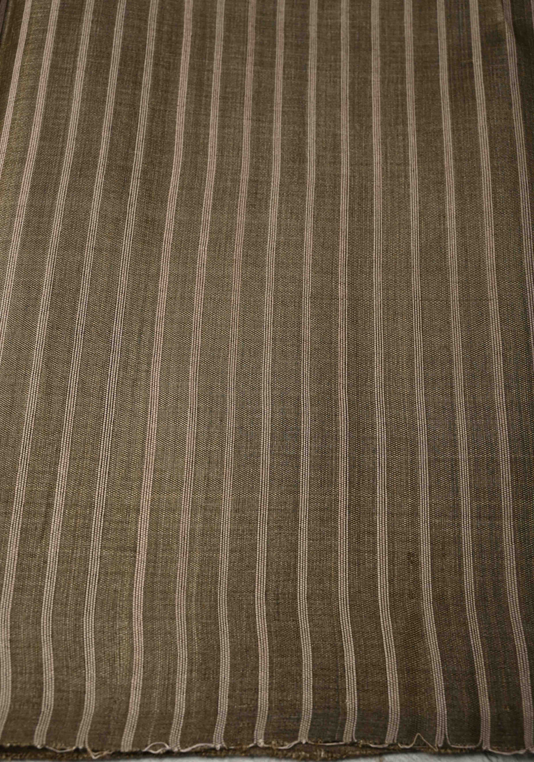 Wood Brown Tussar Silk saree with Vertical Resham Stripes on Border | SILK MARK CERTIFIED