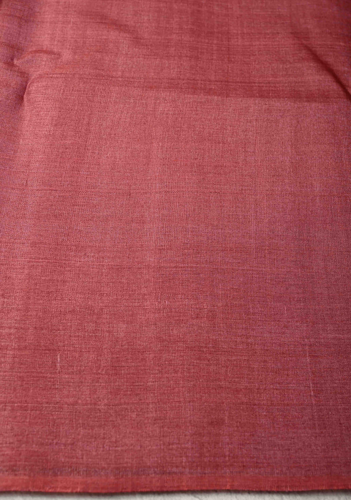 Dark Rose Borderless Tussar Silk saree with Resham Vertical Stripes  | SILK MARK CERTIFIED