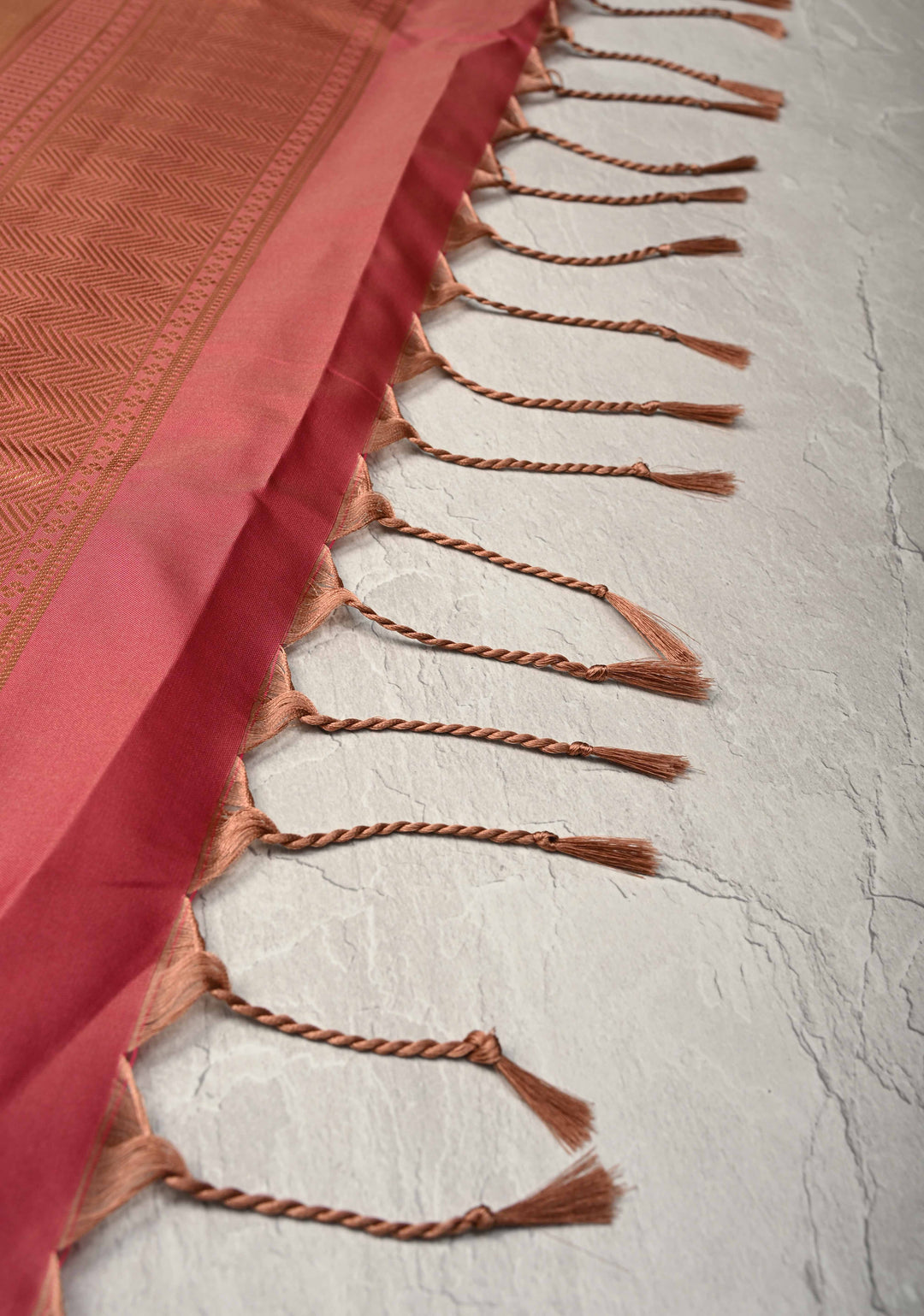 Sandalwood Kanchi Semi Silk Saree with Zari Buttas and Mandala Motifs on Border