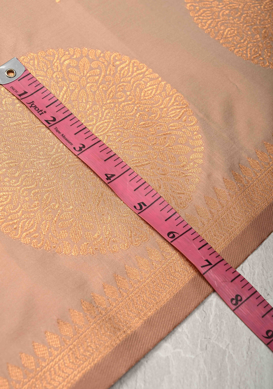 Sandalwood Kanchi Semi Silk Saree with Zari Buttas and Mandala Motifs on Border