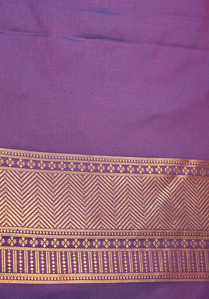 French Rose Kanchi Semi Silk Saree with Zari Buttas and Mandala Motifs on Border