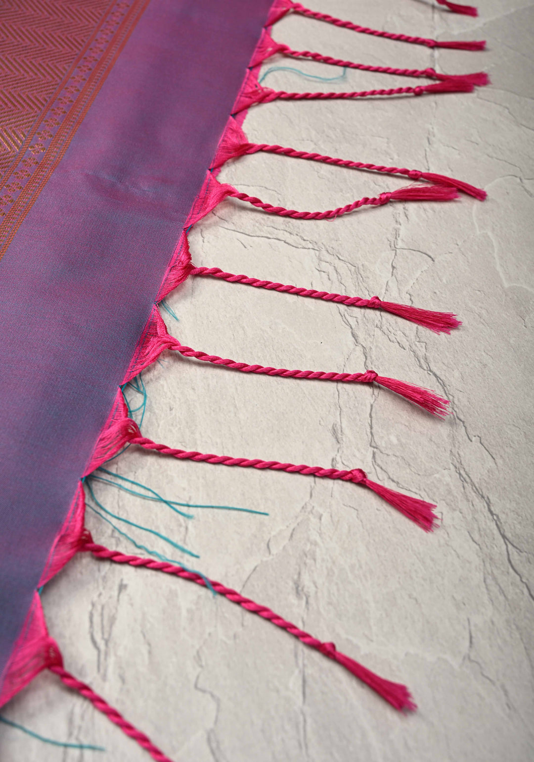 Amaranth Pink Kanchi Semi Silk Saree with Zari Buttas and Mandala Motifs on Border