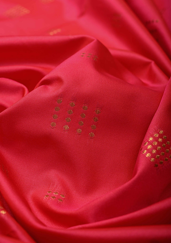 Amaranth Pink Kanchi Semi Silk Saree with Zari Buttas and Mandala Motifs on Border