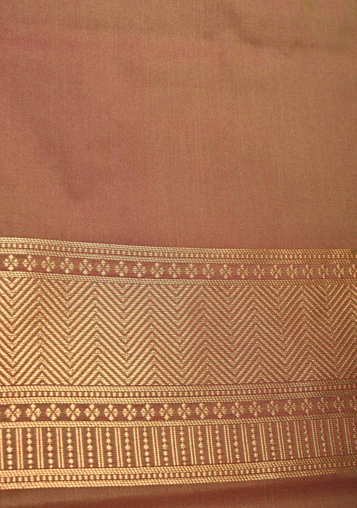 Green-Blue Dual tone Kanchi Semi Silk Saree with Zari Buttas and Mandala Motifs on Border