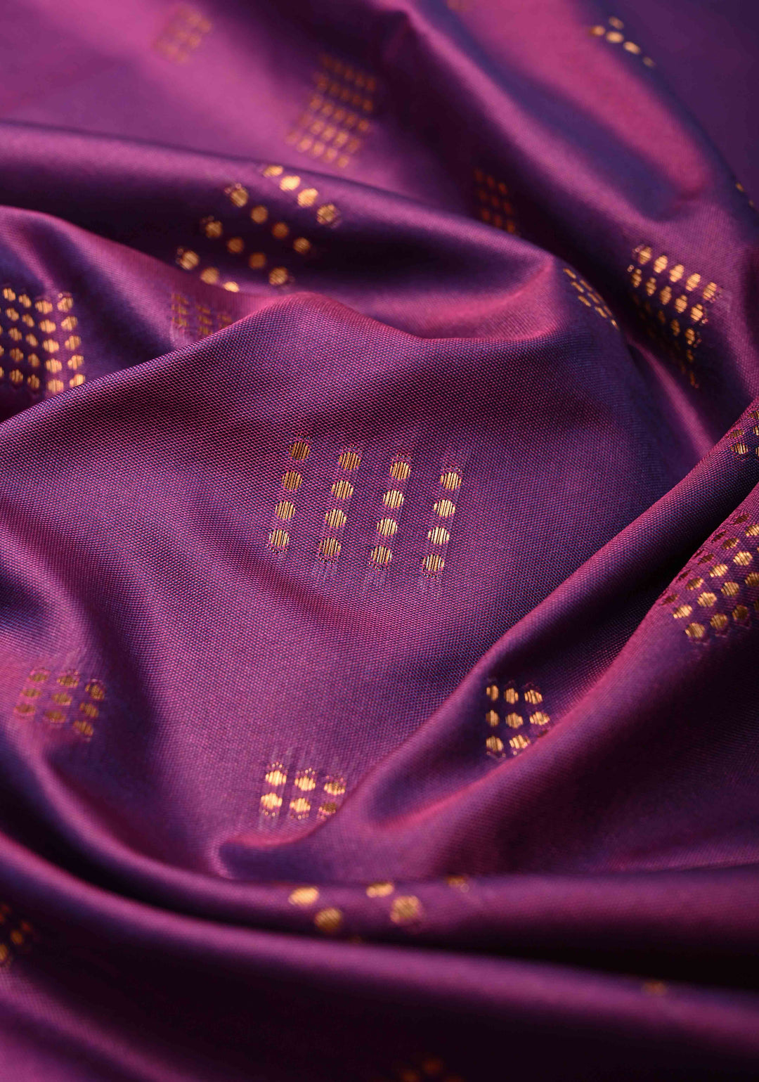 Plum Dual tone Kanchi Semi Silk Saree with Zari Buttas and Mandala Motifs on Border