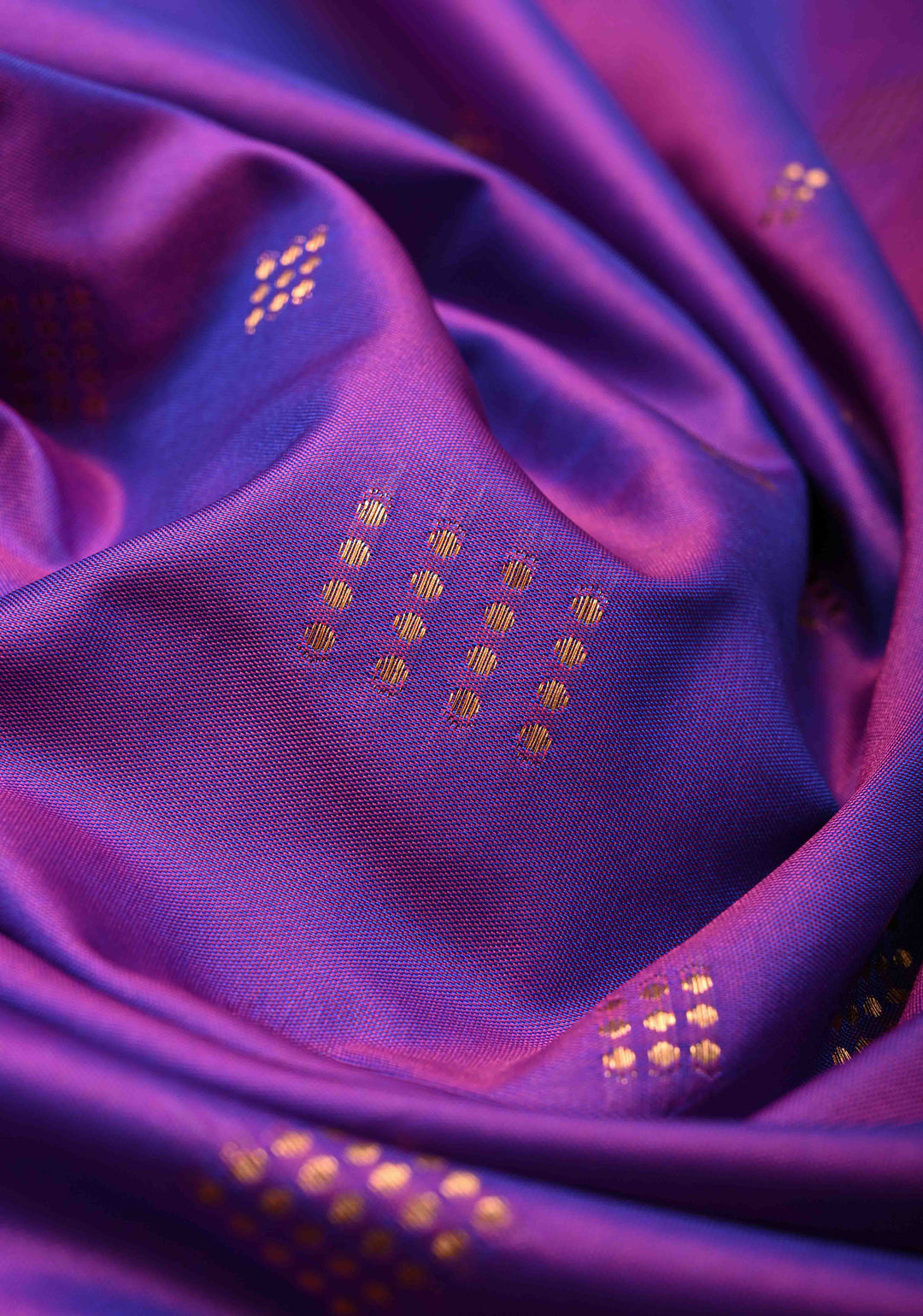 Purple Dual tone Kanchi Semi Silk Saree with Zari Buttas and Mandala Motifs on Border