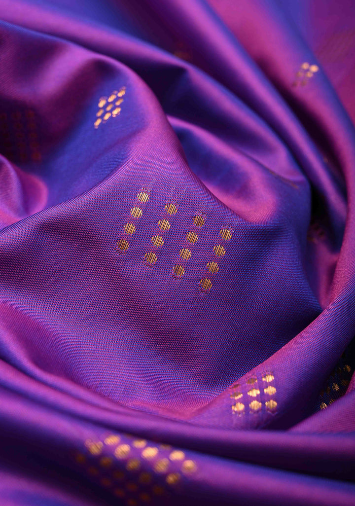 Purple Dual tone Kanchi Semi Silk Saree with Zari Buttas and Mandala Motifs on Border
