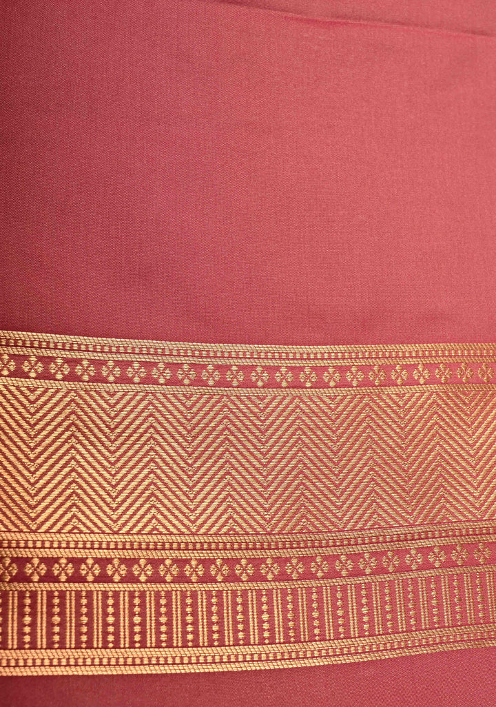 Green-Pink Dual tone Kanchi Semi Silk Saree with Zari Buttas and Mandala Motifs on Border