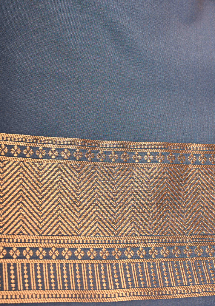 Mulberry Kanchi Semi Silk Saree with Zari Buttas and Mandala Motifs on Border