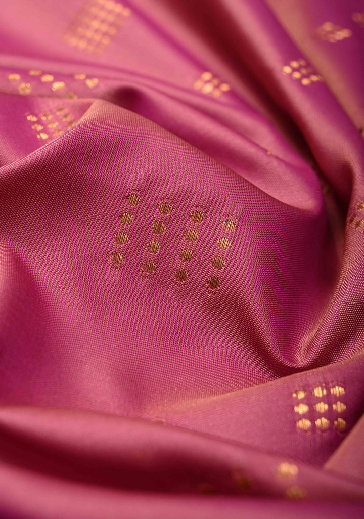 Mulberry Kanchi Semi Silk Saree with Zari Buttas and Mandala Motifs on Border