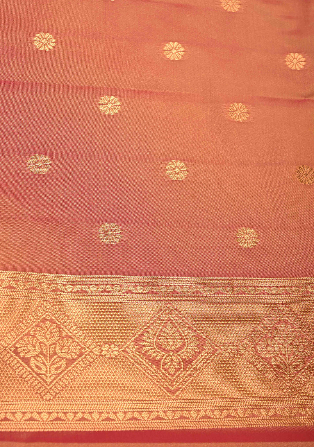 Purple Dual tone Kanchi Semi Silk Saree with Alfi Floral Buttas and Zari Border