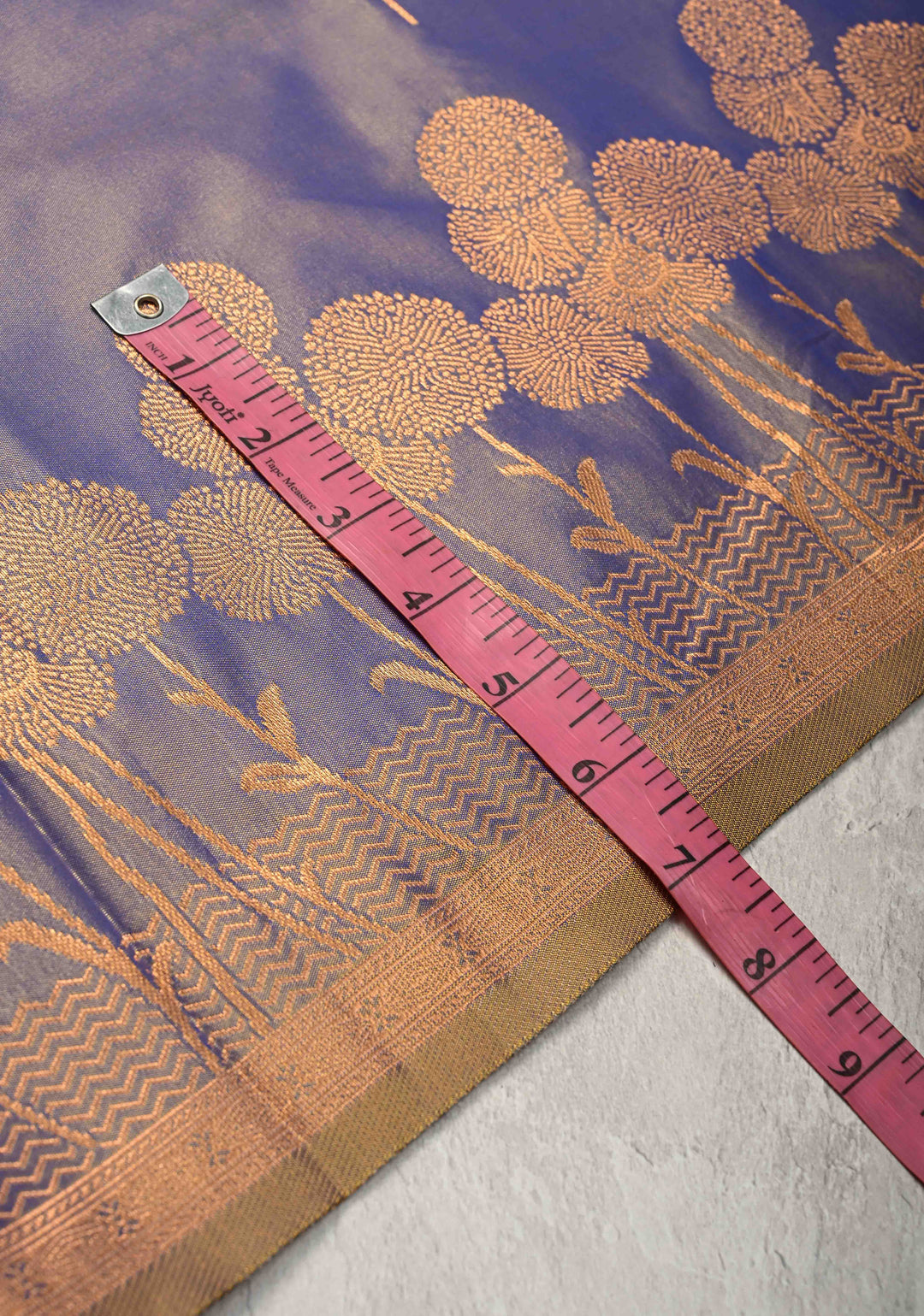 Purple Dual tone Kanchi Semi Silk Saree with Alfi Floral Buttas and Zari Border