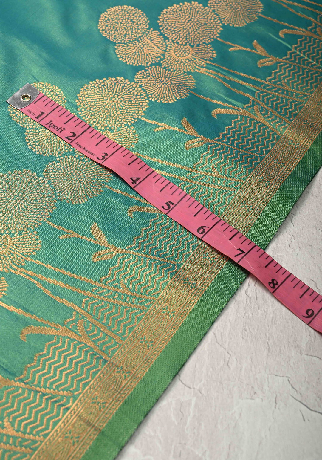 Green Dual tone Kanchi Semi Silk Saree with Alfi Floral Buttas and Zari Border