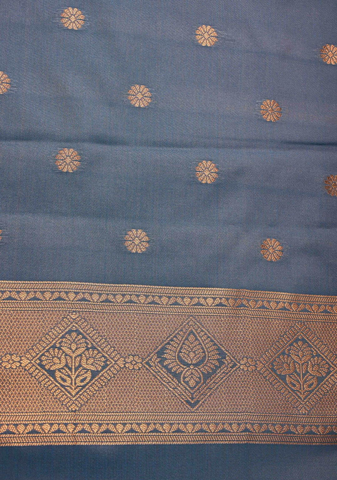 Rose Pink Kanchi Semi Silk Saree with Alfi Floral Buttas and Zari Border