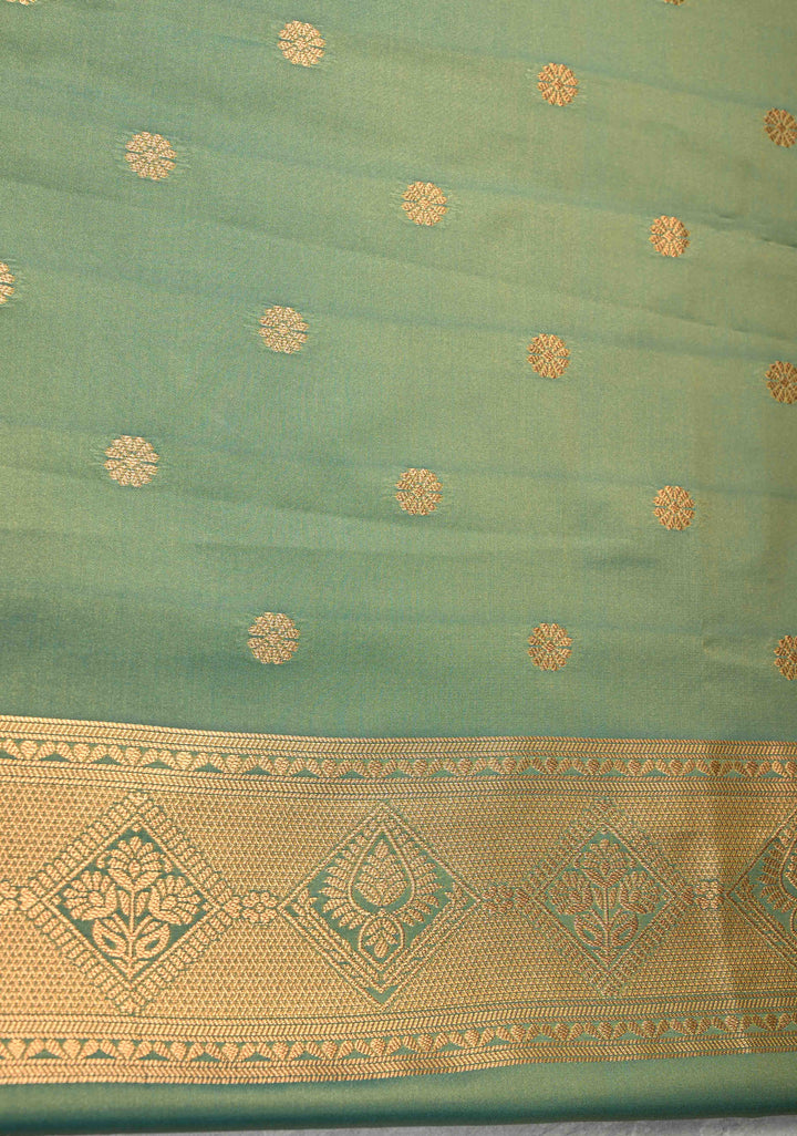 Camel Brown Dual tone Kanchi Semi Silk Saree with Alfi Floral Buttas and Zari Border