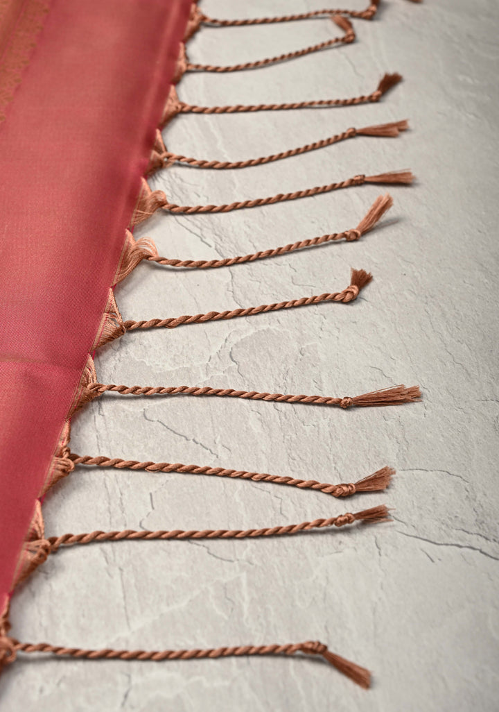 Coffee Brown Kanchi Semi Silk Saree with Alfi Floral Buttas and Zari Border
